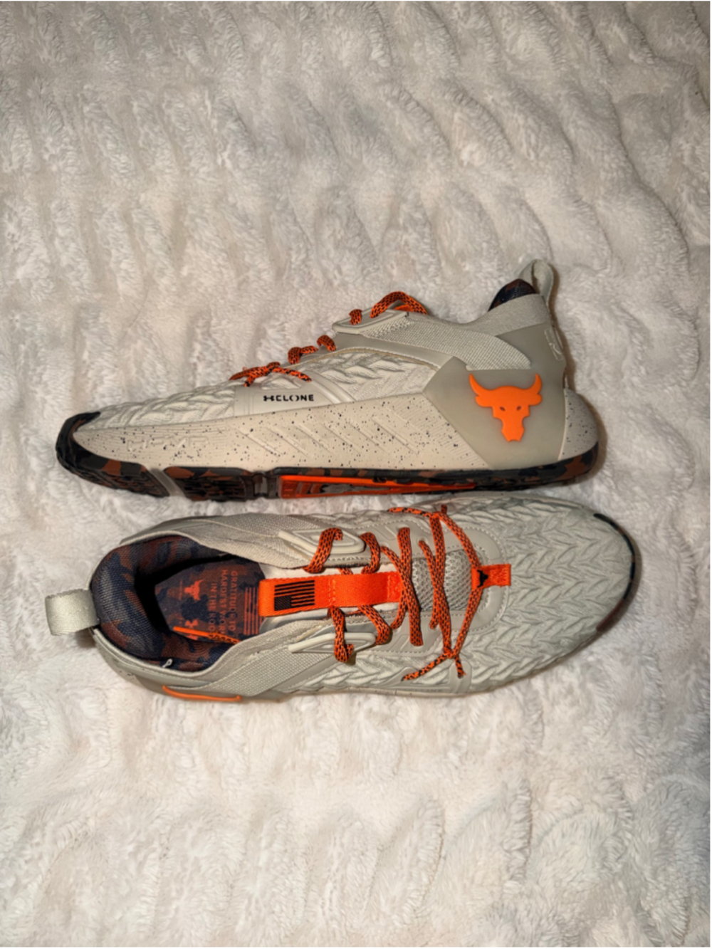 Men's Under Armour Project Rock Athletic Shoes Beige and Orange